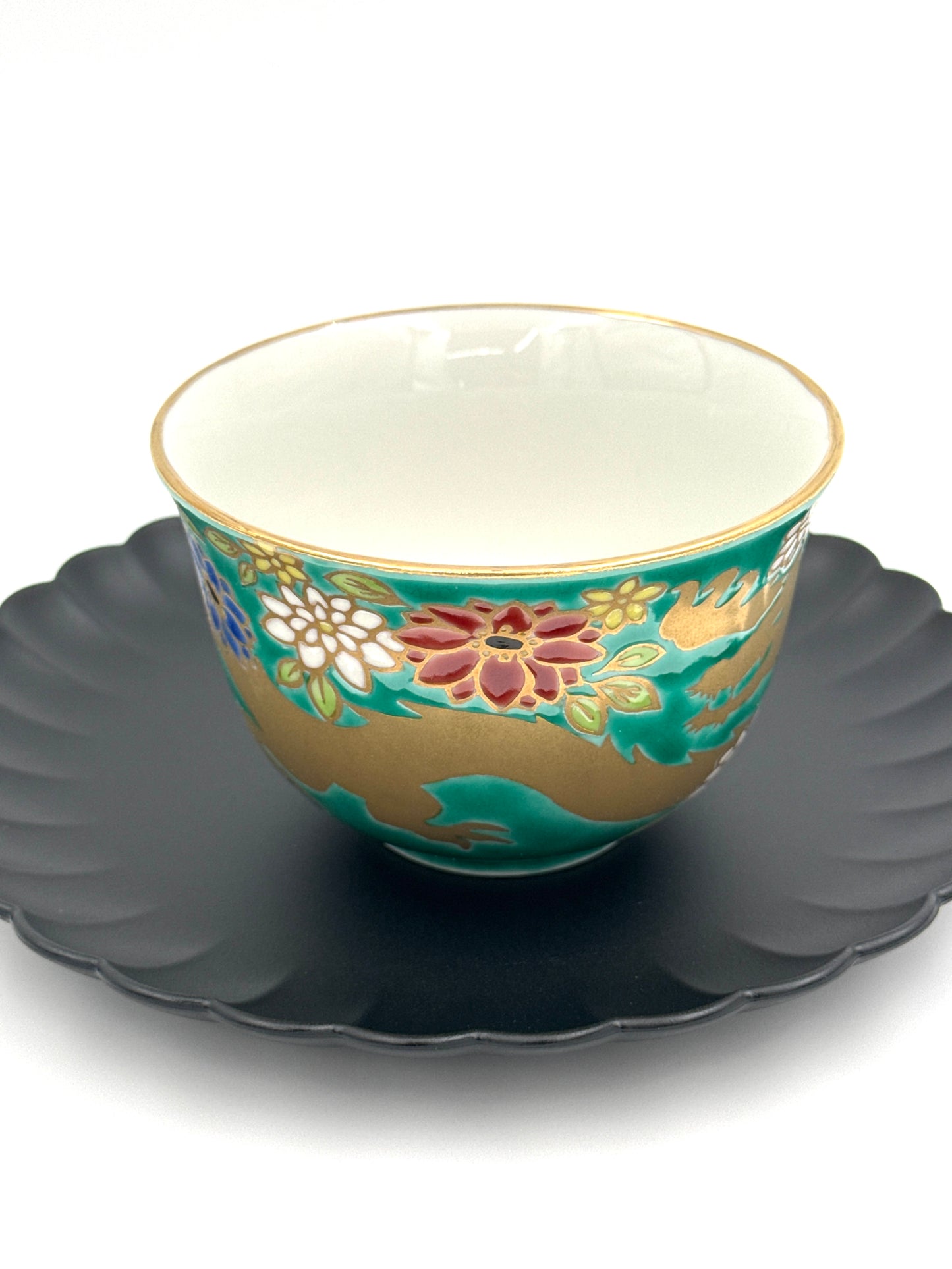 Kutani Yaki (Ware) Cup and Sourcer, Golden Dragon
