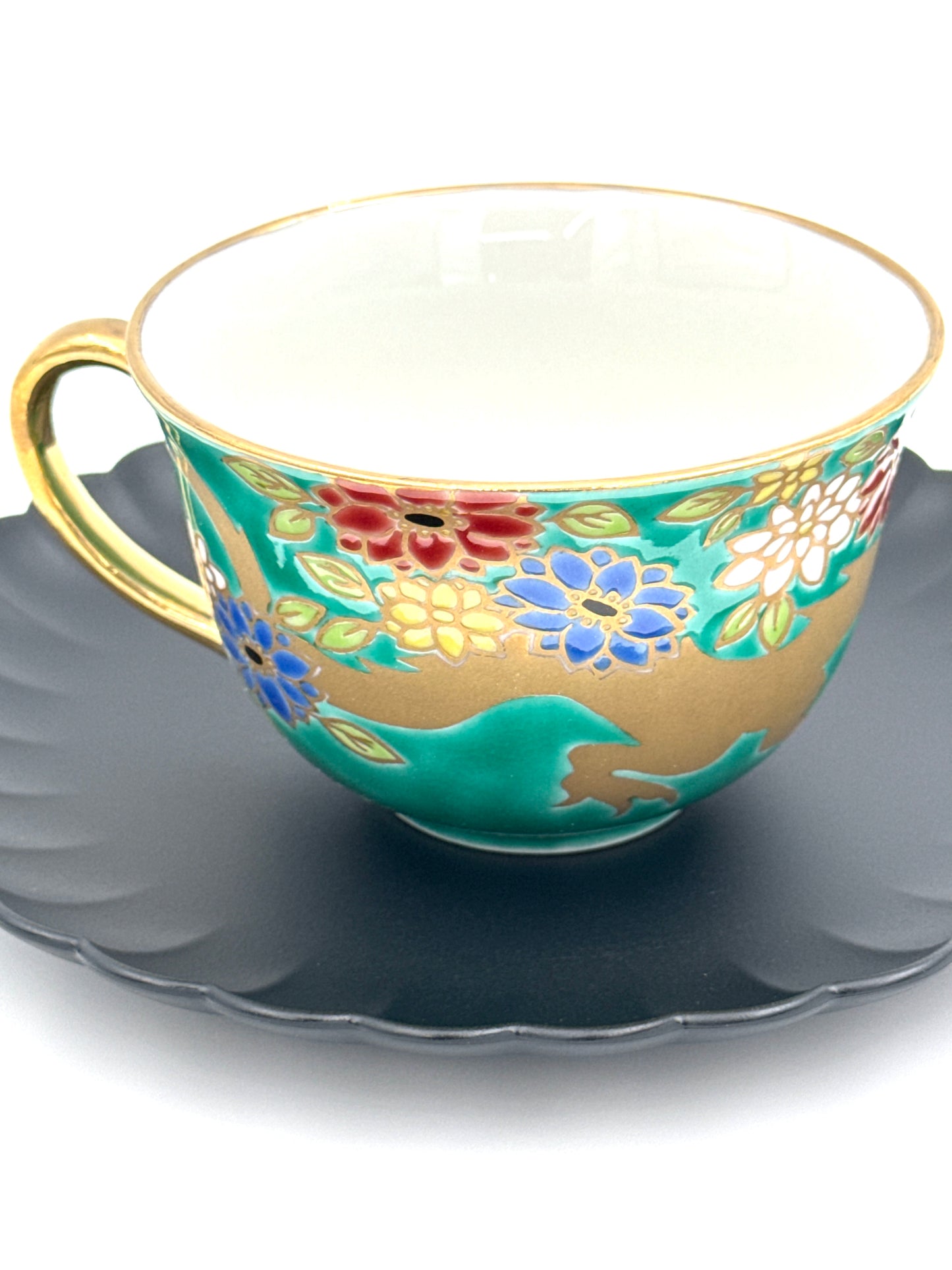 Kutani Yaki (Ware) Cup and Sourcer, Golden Dragon