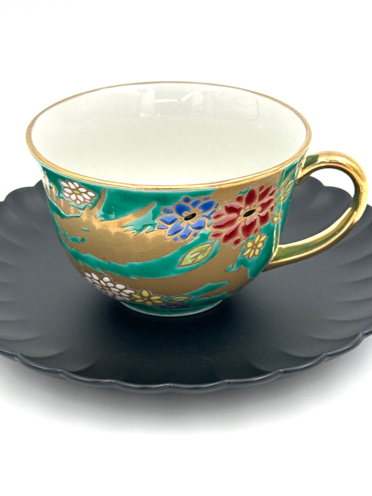 Kutani Yaki (Ware) Cup and Sourcer, Golden Dragon