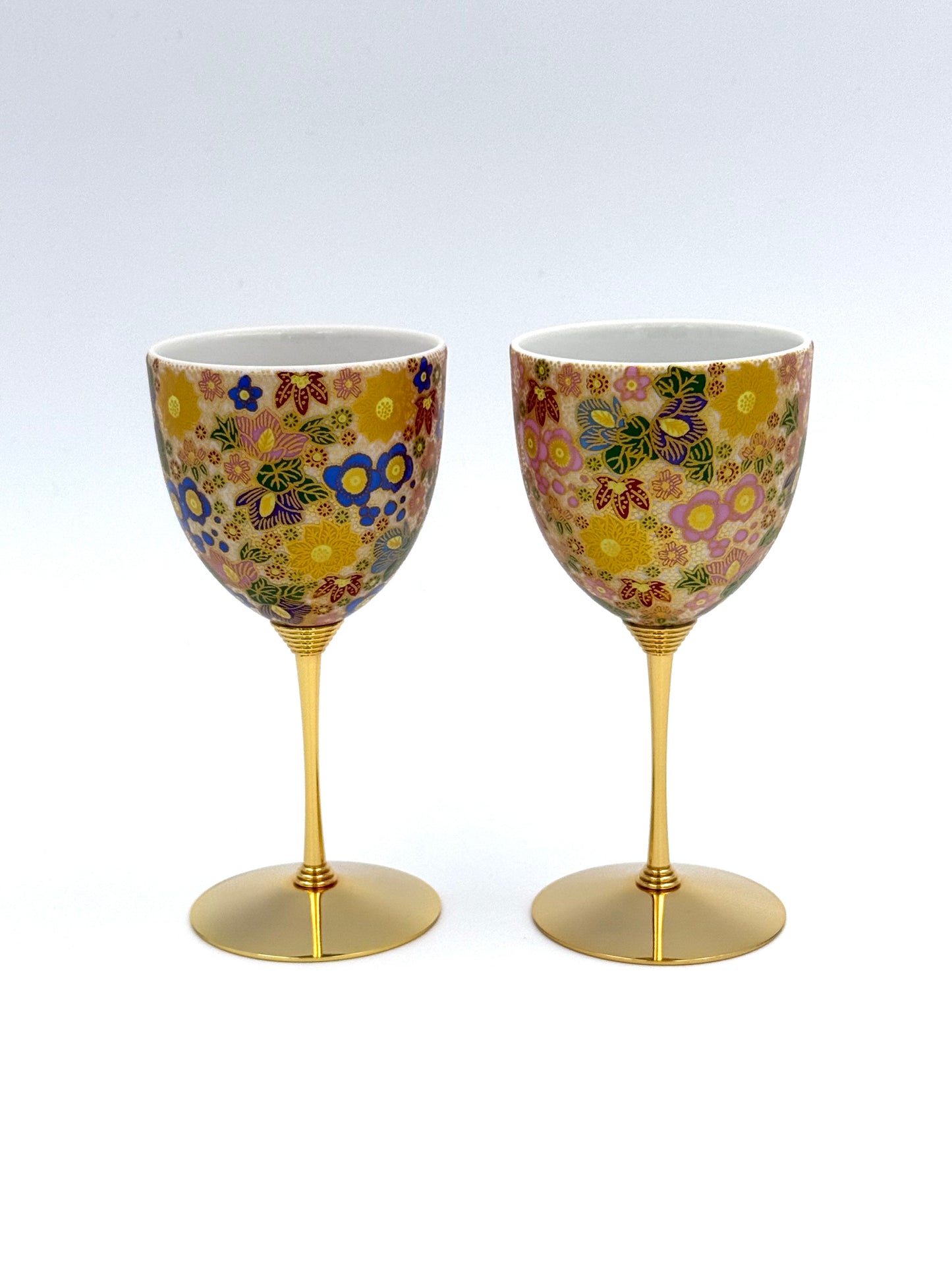Kutani Yaki (Ware) Pair Wine Cup, Hanazume