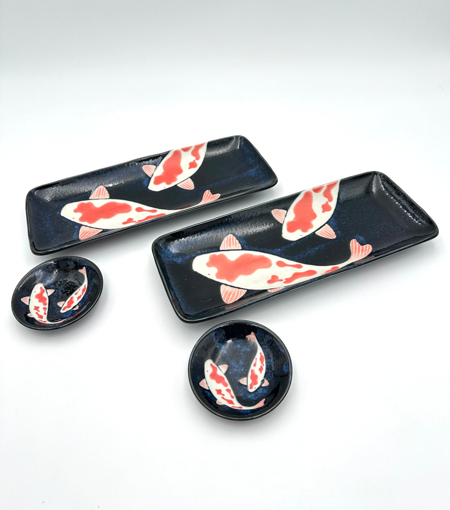 Mino Ware Koi Fish Sushi Plate Set