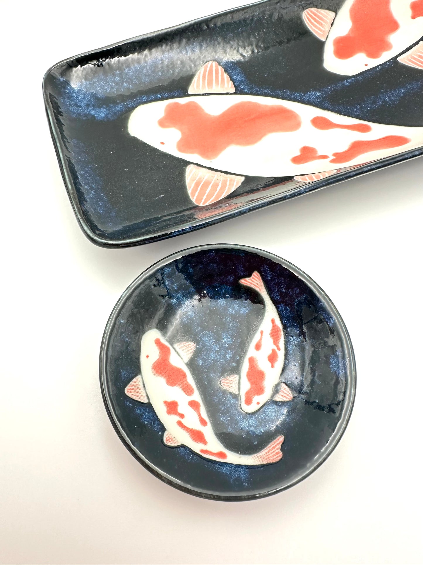 Mino Ware Koi Fish Sushi Plate Set