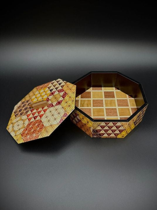 Hakone Yosegi Marquetry Octagon Confectionery Bowl