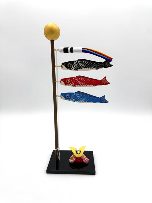 Japanese Chirimen Koinobori Decoration with Mini Kabuto – Children’s Day Display