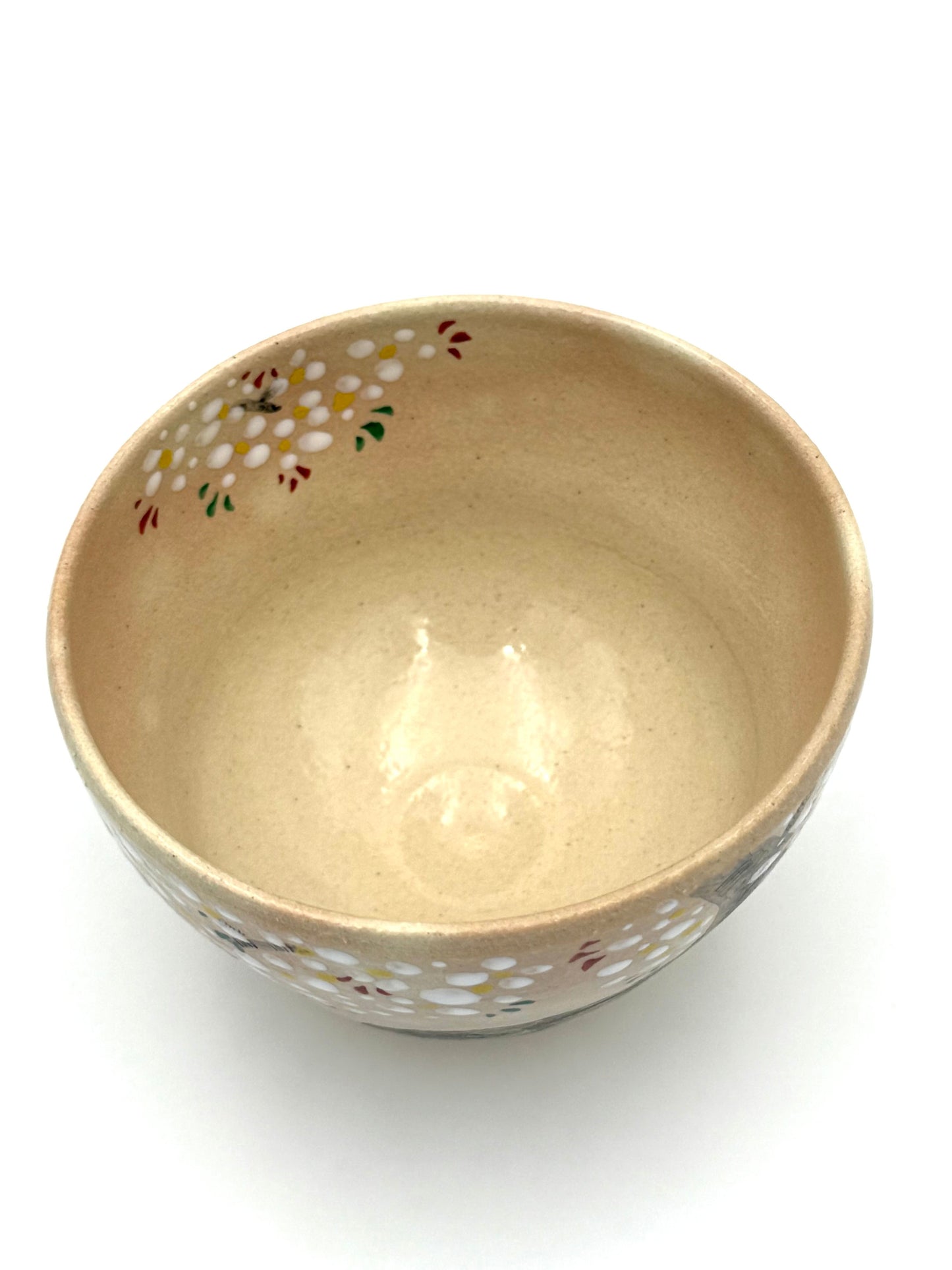 Kyo Yaki (Ware) Matcha Bowl Hand Painted Cherry Blossom