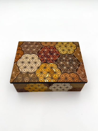 Hakone Yosegi Japanese Marquetry,  Small Box (Kikko Pattern) A
