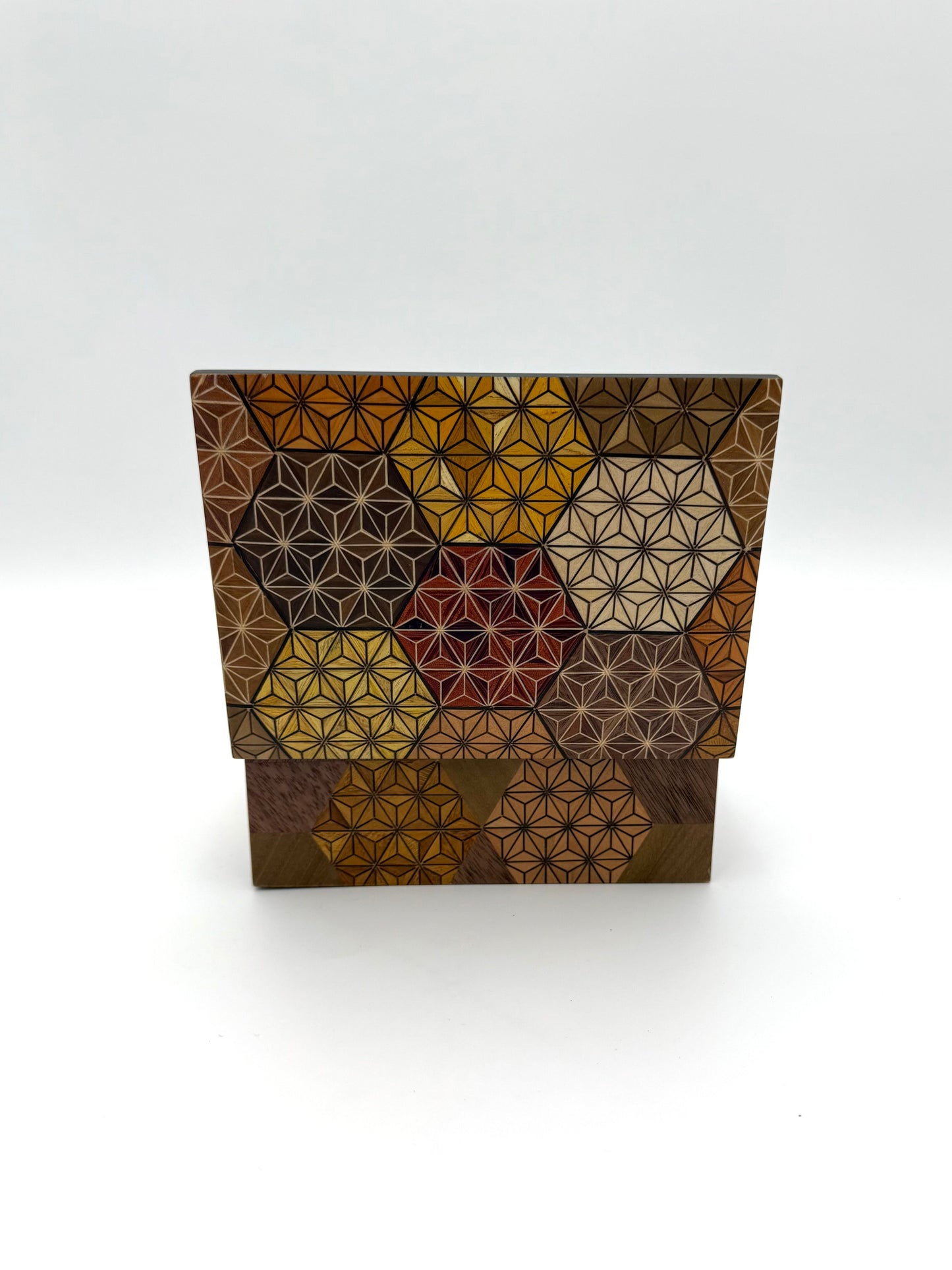 Hakone Yosegi Japanese Marquetry,  Small Box (Kikko Pattern) A