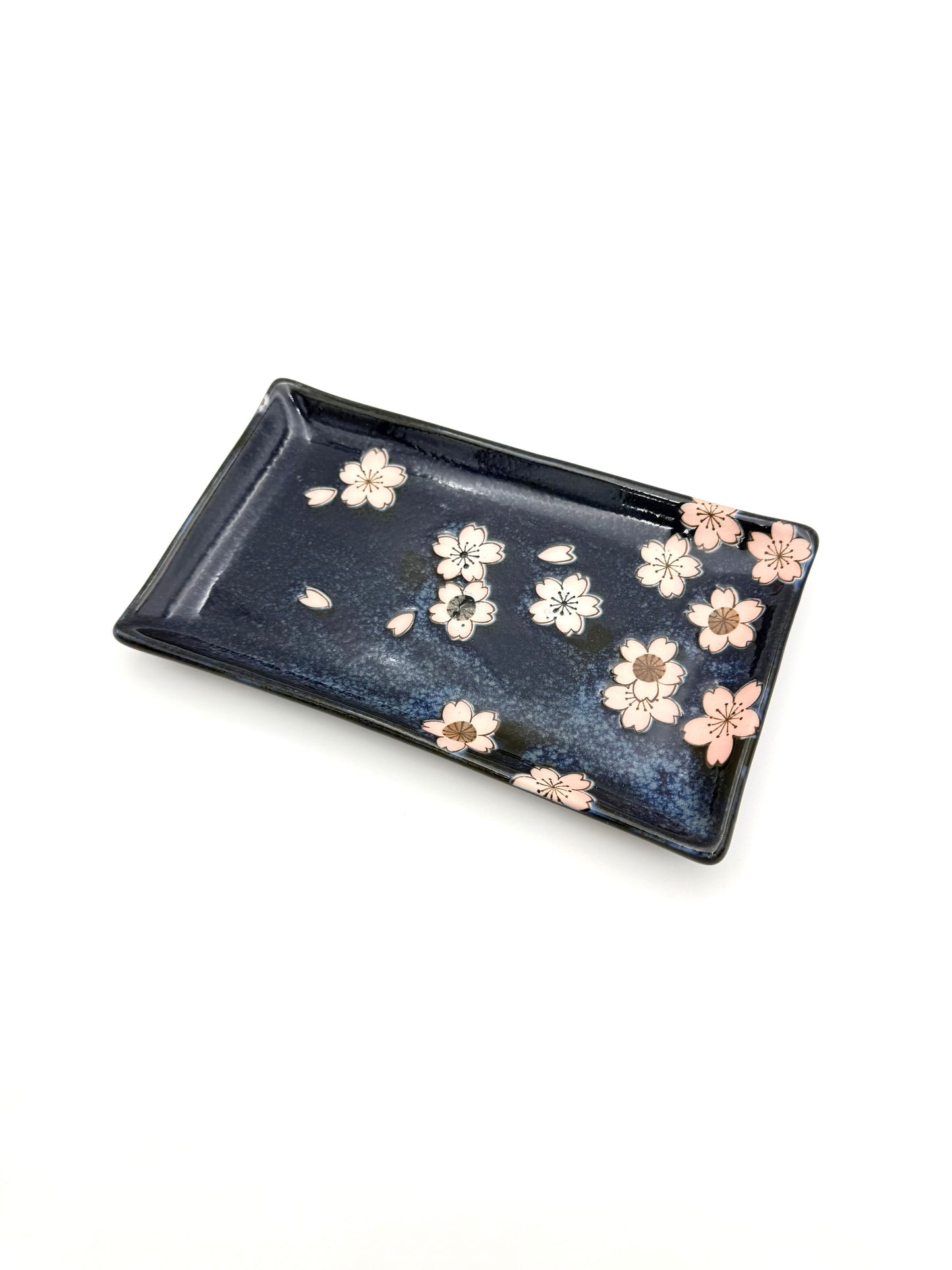 Mino Yaki Sushi set, Sakura Pattern (2 Plates, 2 Dishes, 2 Chopsticks)