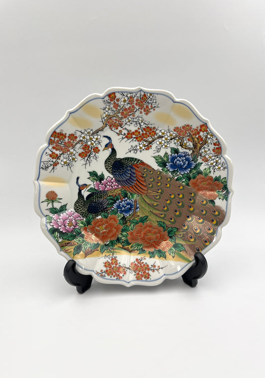 Kutani Yaki (Ware) Decorative plate (Peony Peacock)
