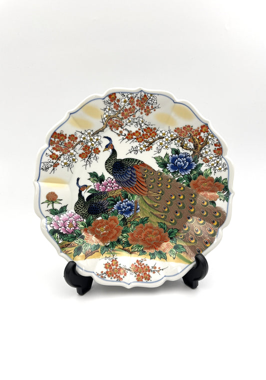 Kutani Yaki (Ware) Decorative plate (Peony Peacock)