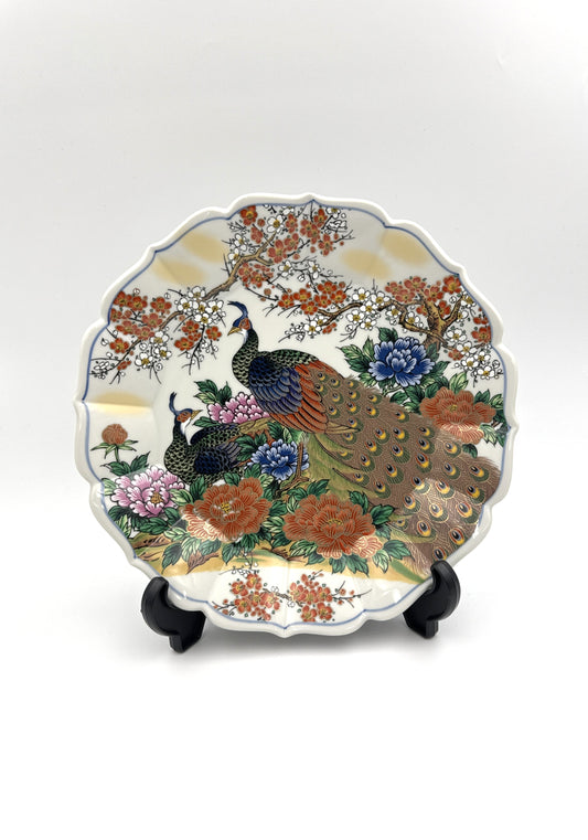 Kutani Yaki (Ware) Decorative plate (Peony Peacock)