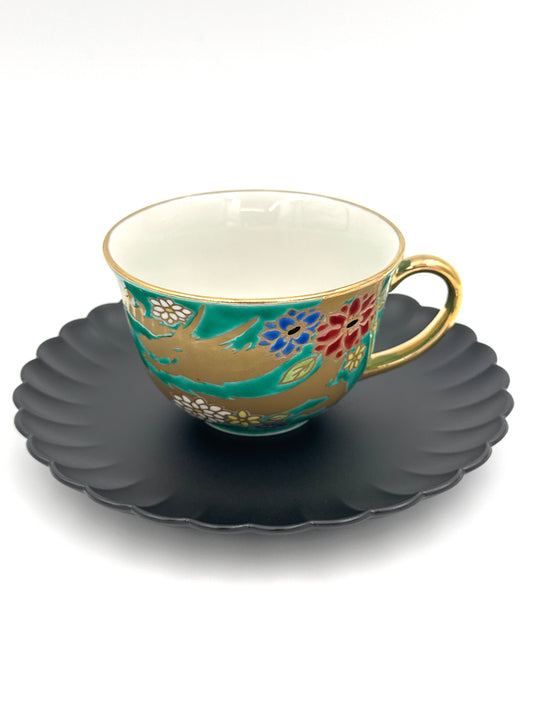 Kutani Yaki (Ware) Cup and Sourcer, Golden Dragon