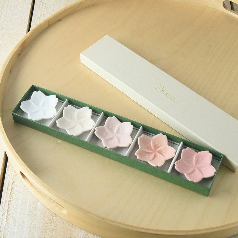 Mino Yaki Chopstick Rest, Sakura(Cherry Blossom) Shape (5 pcs)
