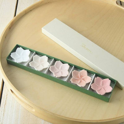 Mino Yaki Chopstick Rest, Sakura(Cherry Blossom) Shape (5 pcs)