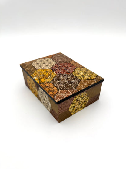 Hakone Yosegi Japanese Marquetry,  Small Box (Kikko Pattern) A