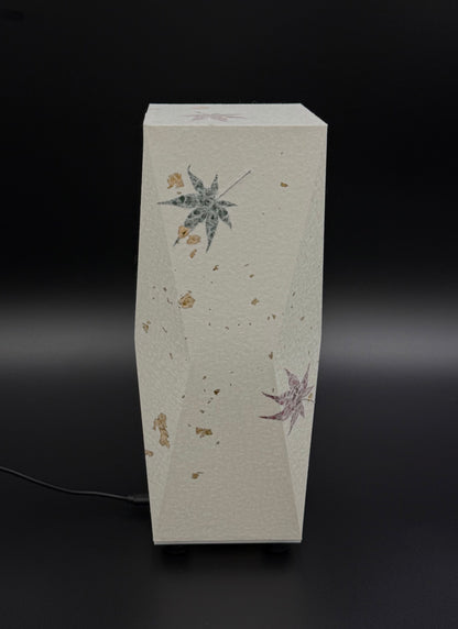 Handcrafted Japanese Washi Lamp with Maple Leaves – LED Flickering Light