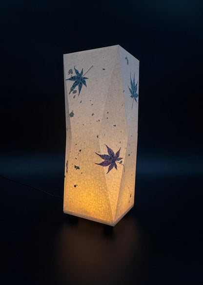 Handcrafted Japanese Washi Lamp with Maple Leaves – LED Flickering Light
