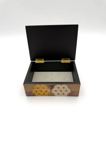 Hakone Yosegi Japanese Marquetry,  Small Box (Kikko Pattern) A