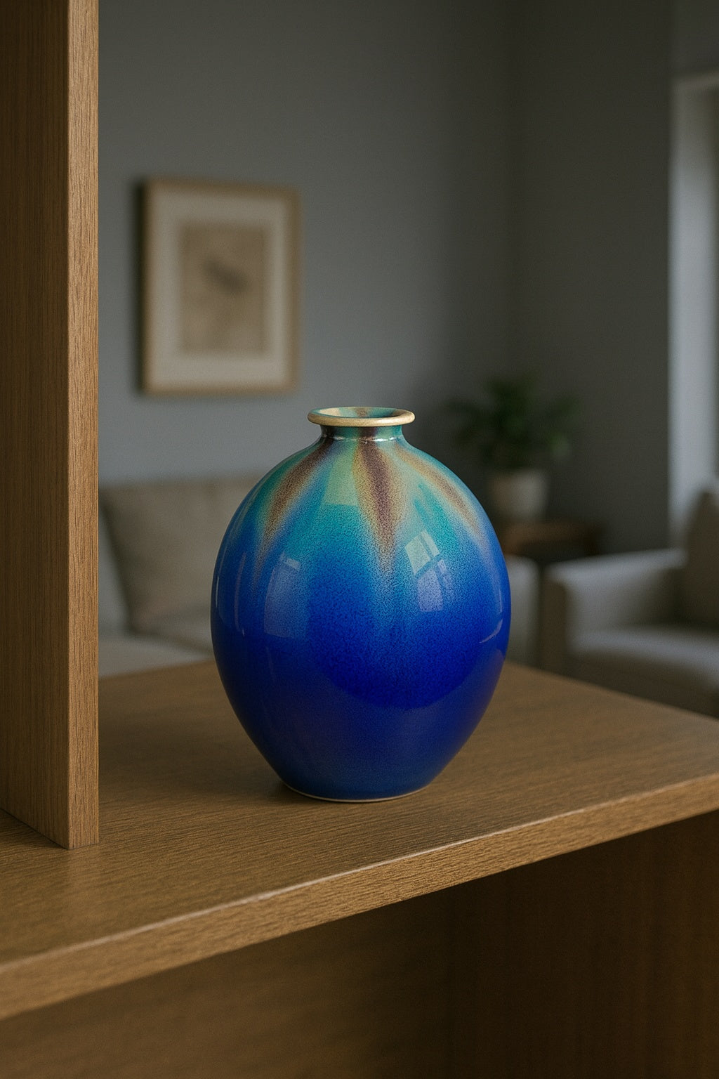 Kutani Glazed Vase with Special Wooden Box