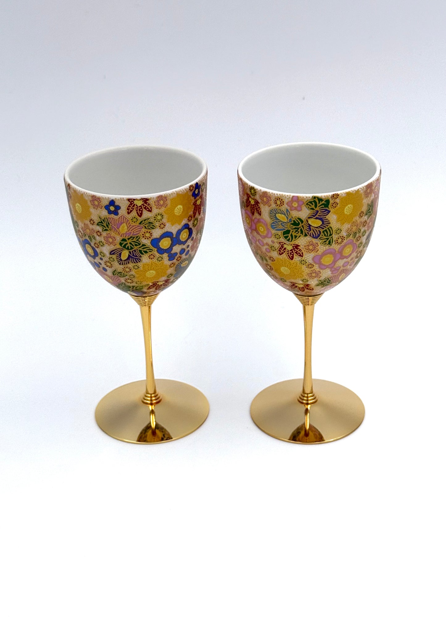 Kutani Yaki (Ware) Pair Wine Cup, Hanazume