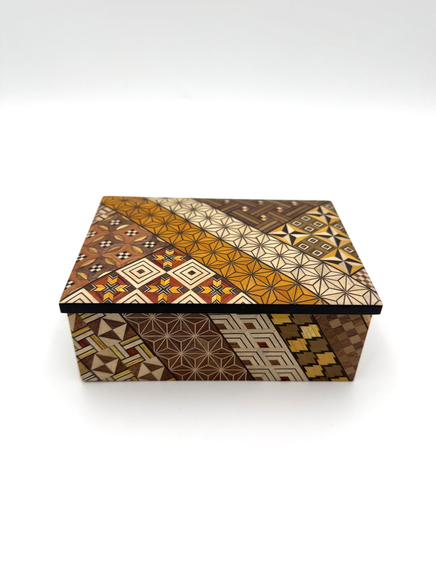 Hakone Yosegi Japanese Marquetry,  Small Box (Koyosegi Pattern) B