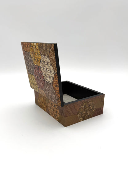 Hakone Yosegi Japanese Marquetry,  Small Box (Kikko Pattern) A