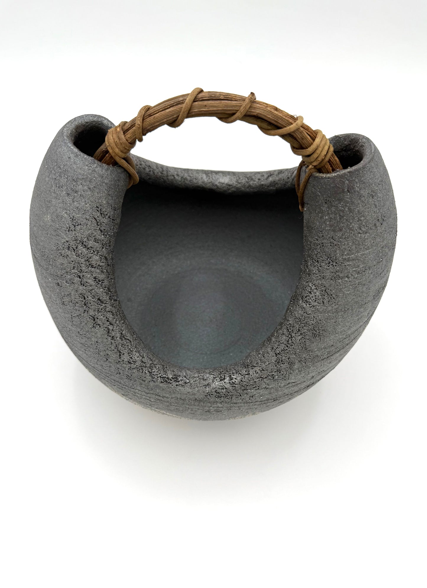 Shigaraki Ware  Basket Vase with with Handle