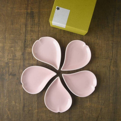 Mino Yaki Sakura Shaped Small Plates Set A (Pink)