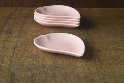 Mino Yaki Sakura Shaped Small Plates Set A (Pink)