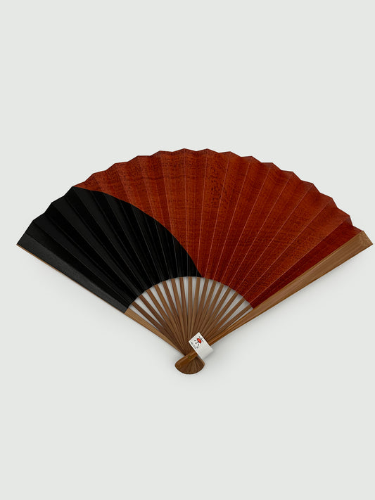 Astringent Persimmon Two-Tone Colored Folding Fan For Men Black and Orange