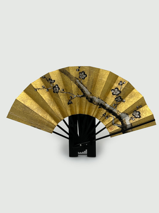 Decorative Kyoto Dancer Folding Fan with Fan Stand