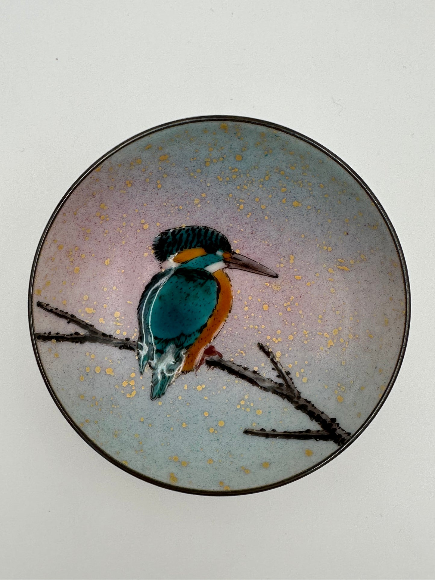 Kutani Yaki (Ware) Kingfisher Sake Cup / Toshito Nakamura