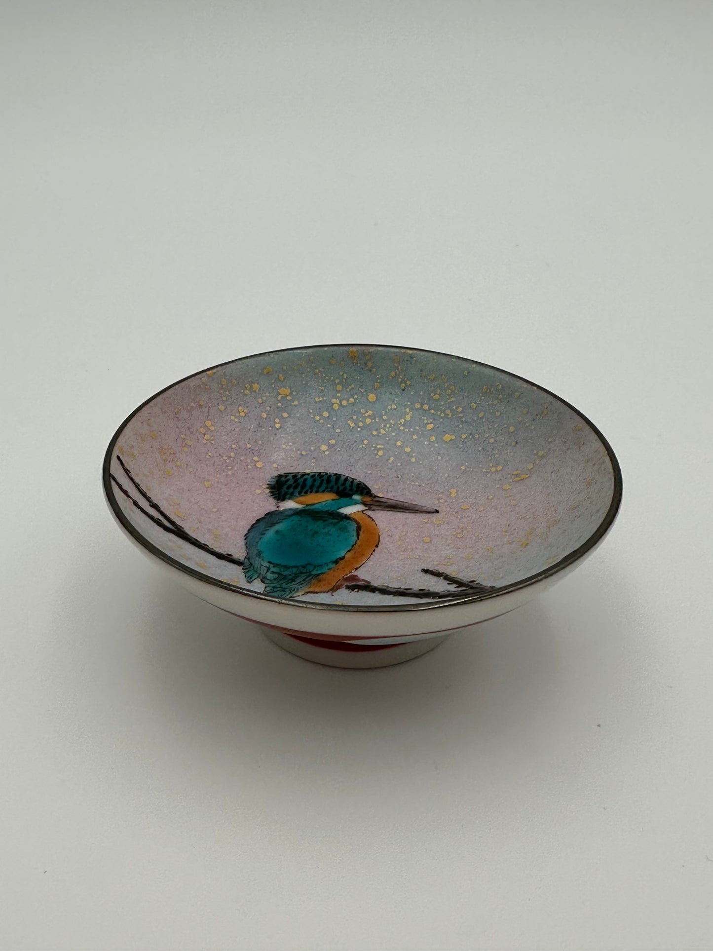 Kutani Yaki (Ware) Kingfisher Sake Cup / Toshito Nakamura