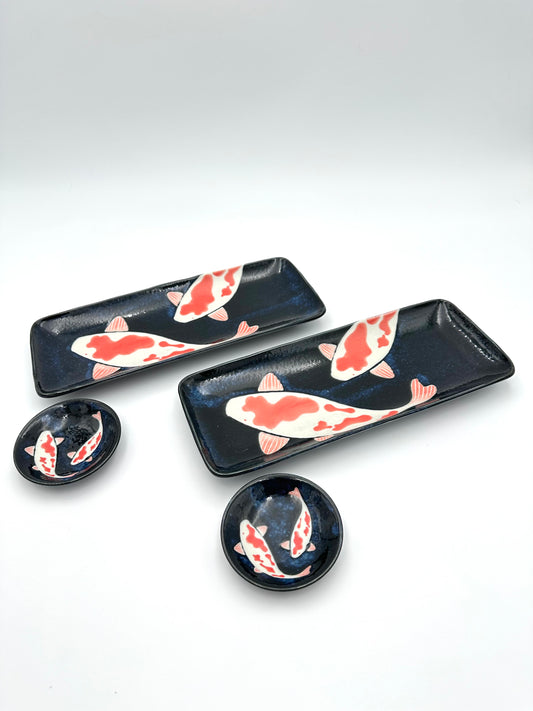 Mino Yaki Koi Fish Sushi Plate Set