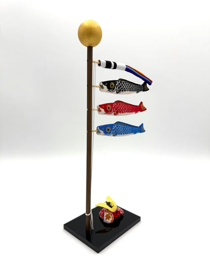 Japanese Chirimen Koinobori Decoration with Mini Kabuto – Children’s Day Display