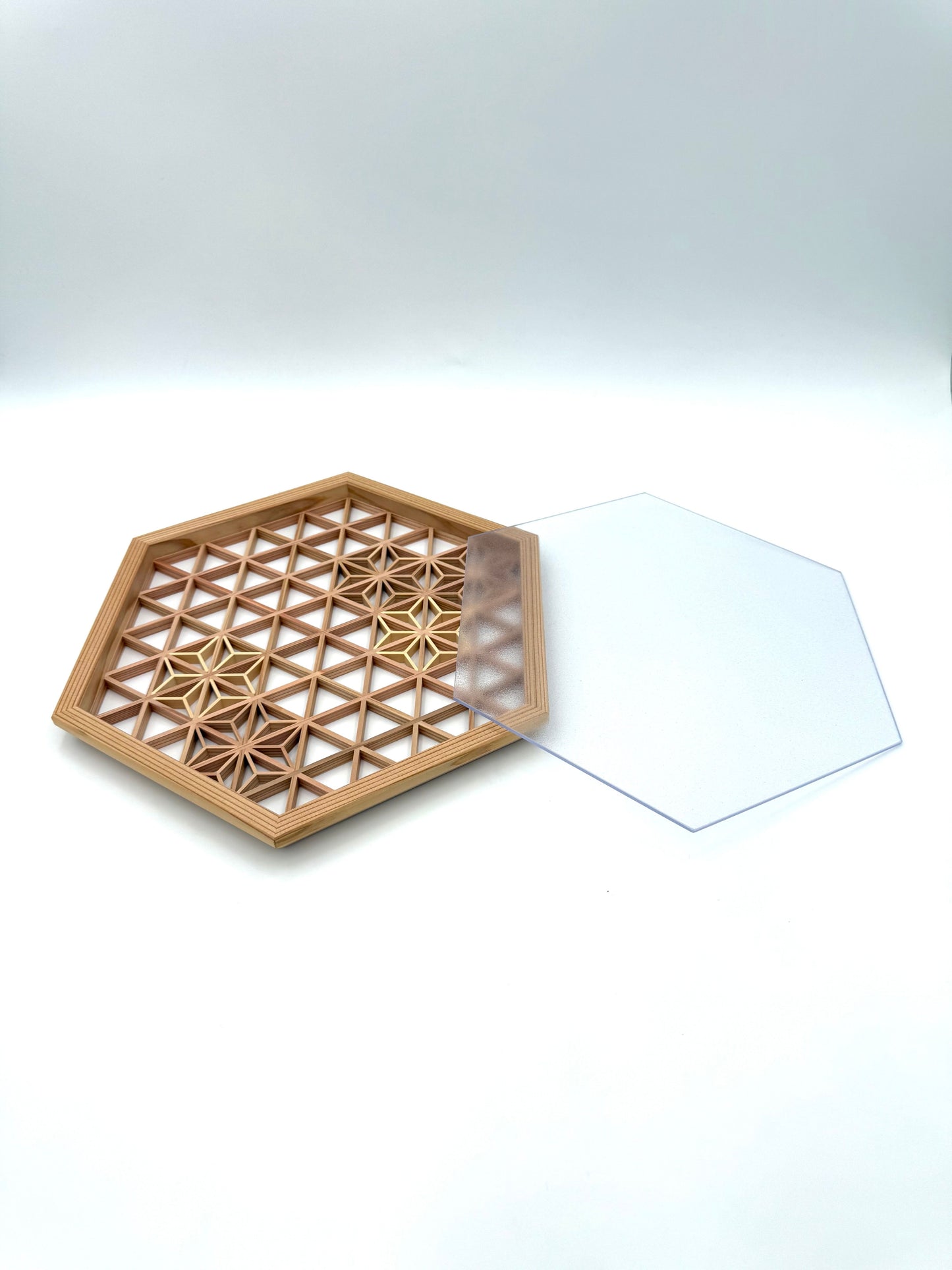 Hexagonal Kumiko Tray with Asanoha Pattern