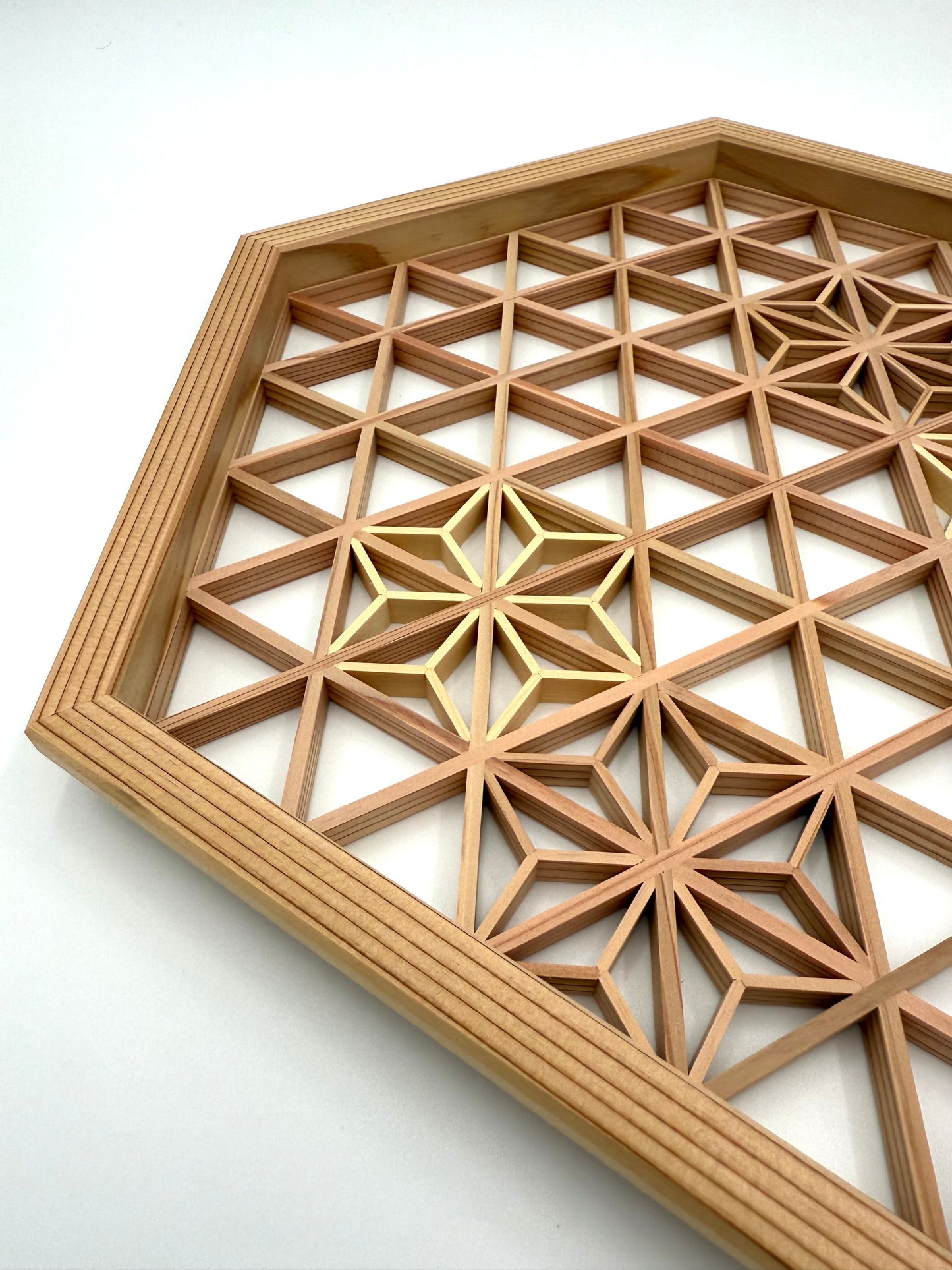 Hexagonal Kumiko Tray with Asanoha Pattern