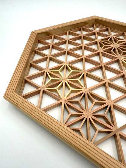 Hexagonal Kumiko Tray with Asanoha Pattern