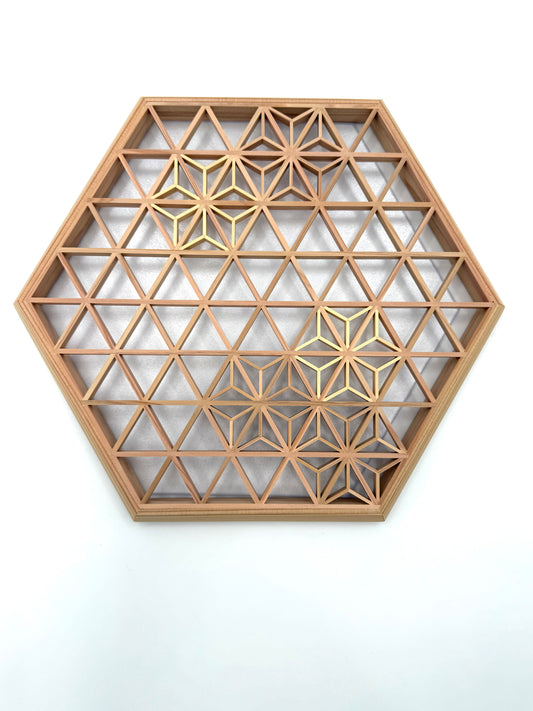 Hexagonal Kumiko Tray with Asanoha Pattern