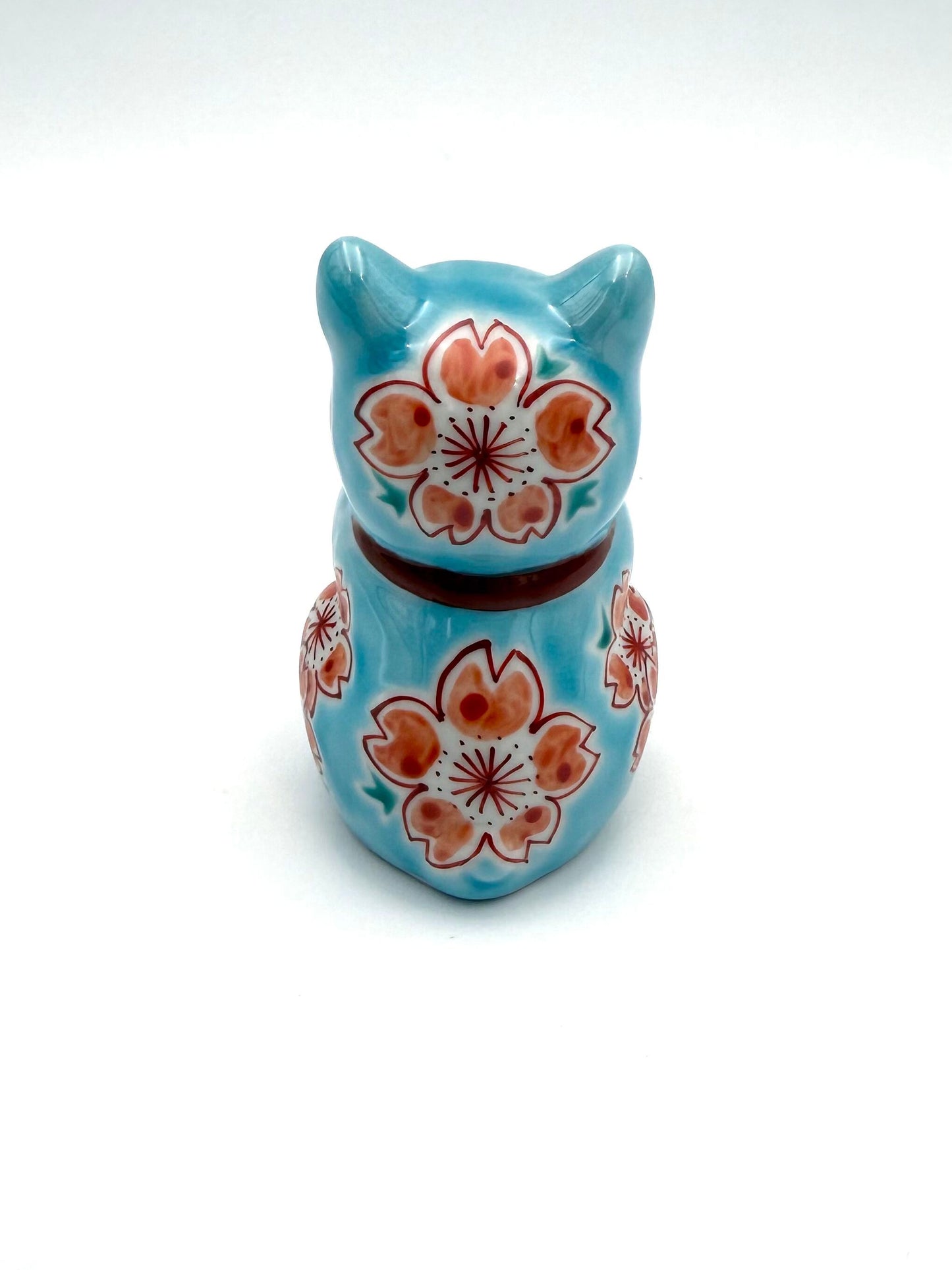 Kutani Yaki (Ware) Praying Cat (Light Blue)