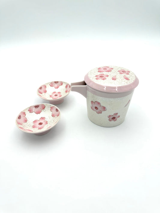 Arirta Yaki  Sakura Sake Set (1 karafe and 2 cups)