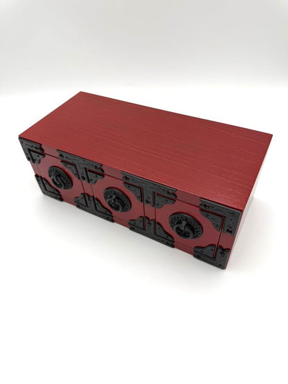 Japanese Iwayado-Style Red Lacqured Three-Drawer Chest