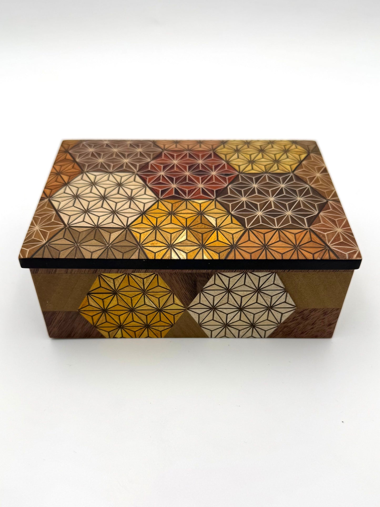 Hakone Yosegi Japanese Marquetry,  Small Box (Kikko Pattern) A
