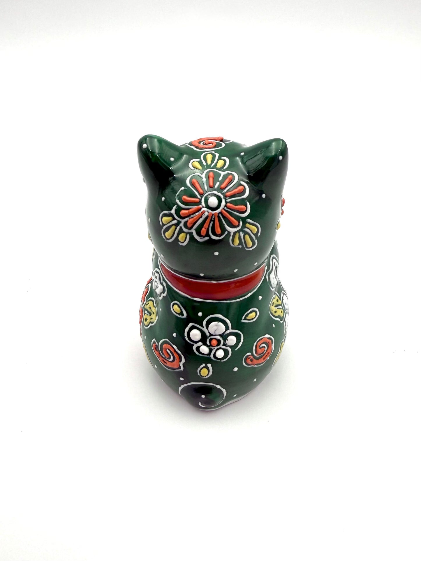 Kutani Yaki (Ware) Praying Cat (Green)
