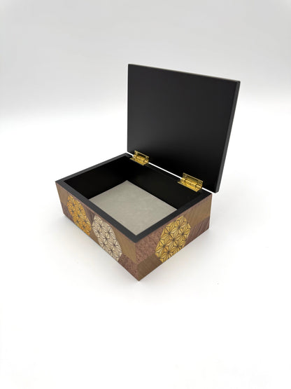 Hakone Yosegi Japanese Marquetry,  Small Box (Kikko Pattern) A