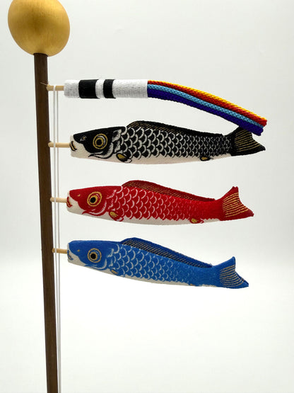 Japanese Chirimen Koinobori Decoration with Mini Kabuto – Children’s Day Display