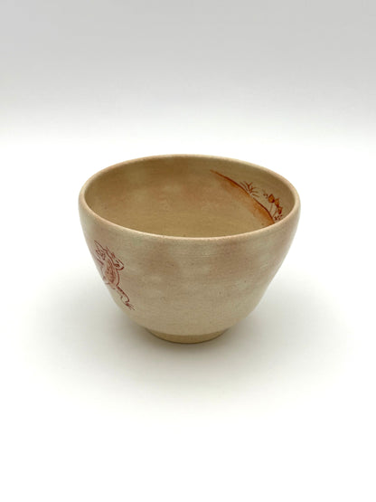 Kyo Yaki (Ware) Matcha Bowl Hand Painted Frolicking Animals(Choju-Giga)