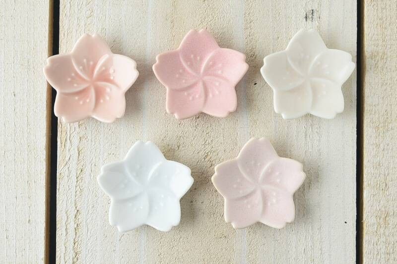 Mino Yaki Chopstick Rest, Sakura(Cherry Blossom) Shape (5 pcs)