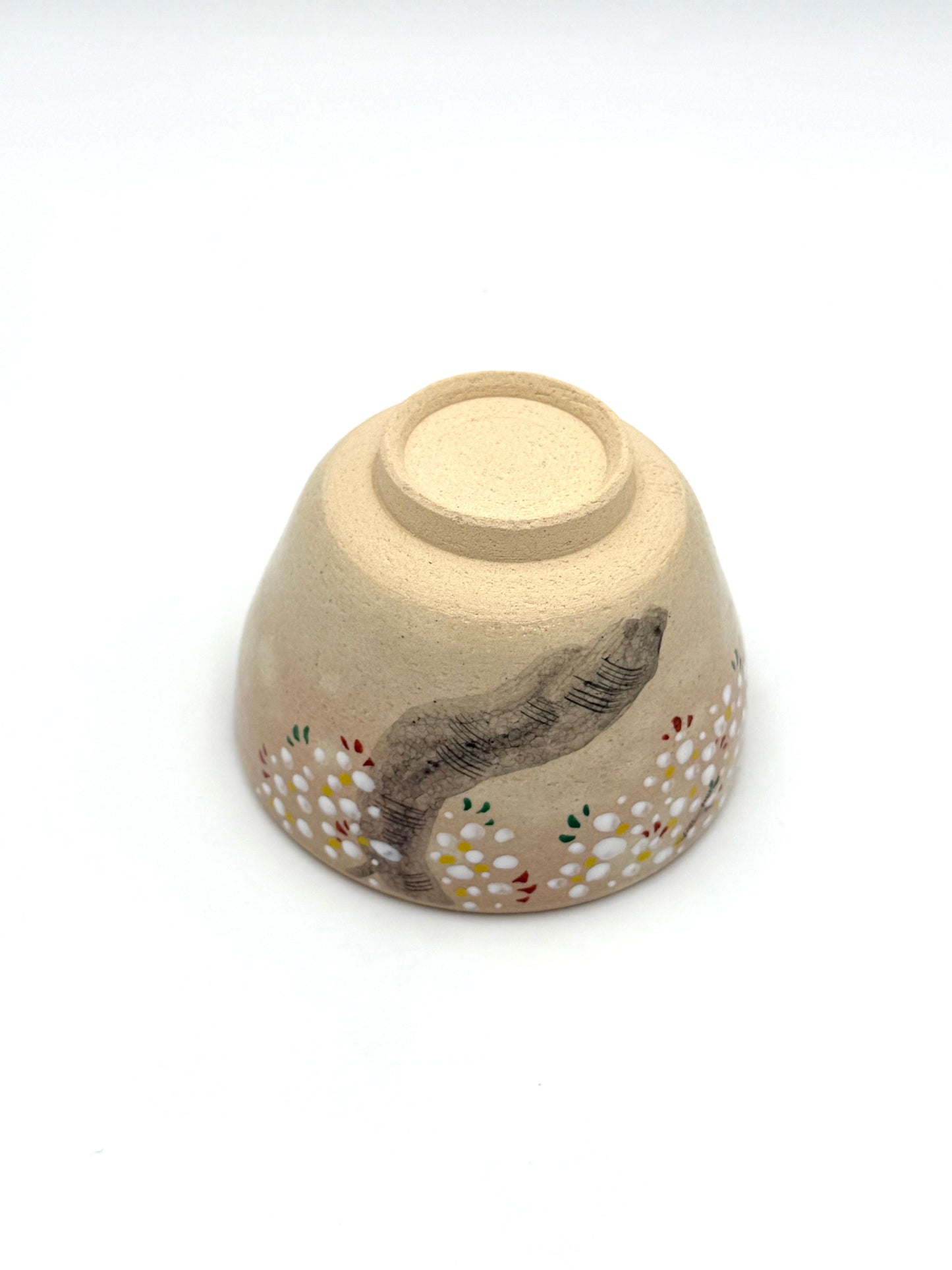 Kyo Yaki (Ware) Matcha Bowl Hand Painted Cherry Blossom